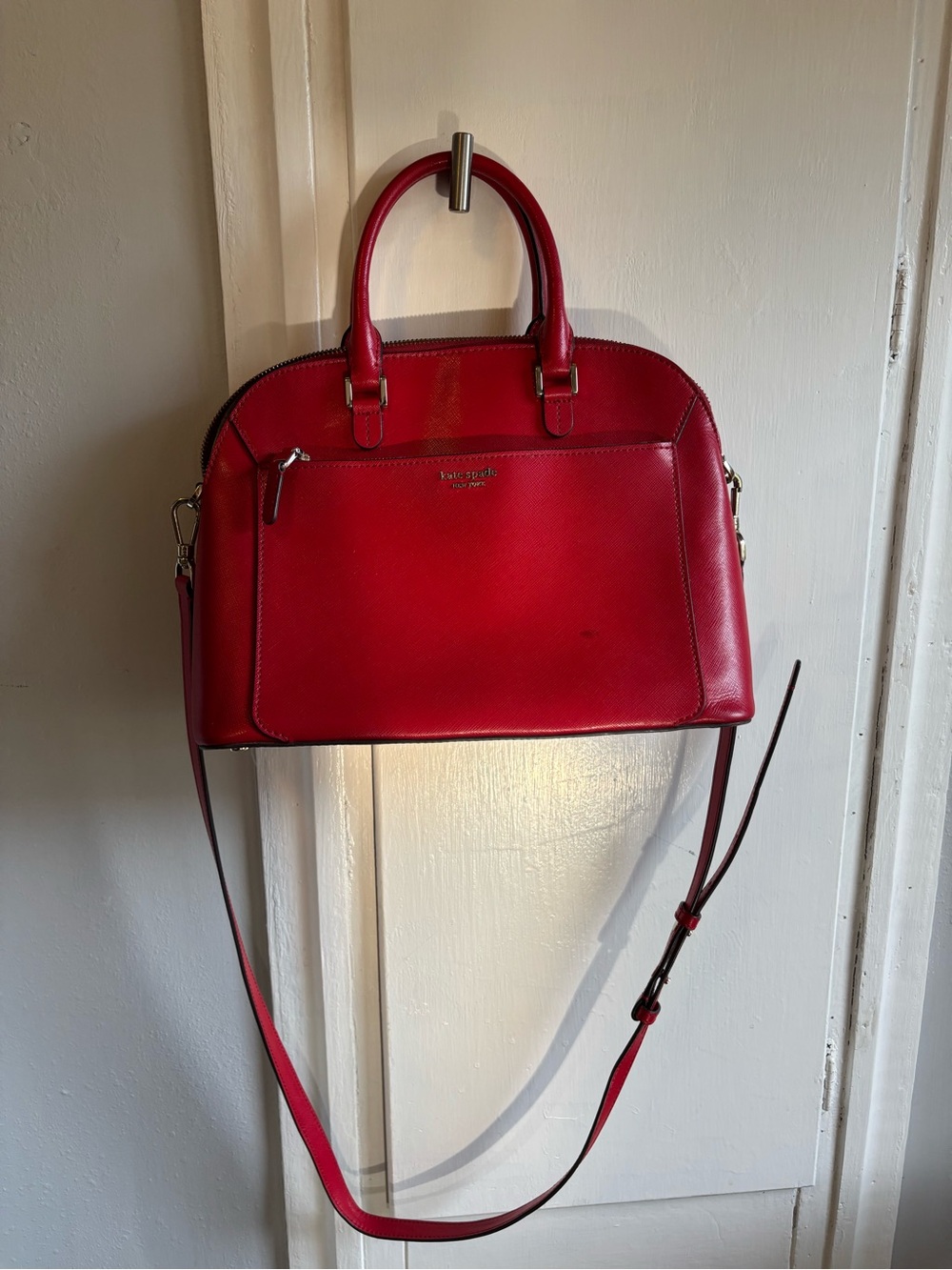 kate spade red Saffiano Dome Satchel - Picture 3 of 9
